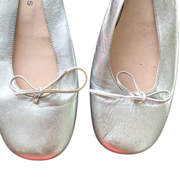 Marc Jacobs Look Ballet Flats Silver Leather Size - 38 - Metallic Leather Ballet - Picture 12 of 13